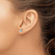 Sterling Silver Aquamarine Stud Earrings with Polished Rhodium Finish