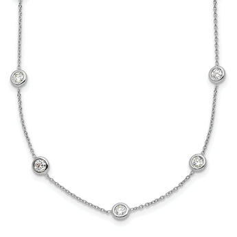 Herco Platinum Polished Bezel Set 14 Lab Grown Diamond Station Necklace