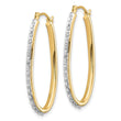 14K Gold Diamond Fascination Oval Twist Hoop Earrings Polished, Elegant Design