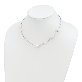 Sterling Silver Cultured Pearl Necklace with Polished Finish