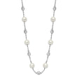 Cheryl 925 Sterling Silver CZ and Pearl Necklace with Polished Rhodium Finish