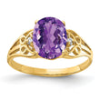 14K 9x7mm Oval Amethyst A Diamond ring
