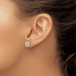 White Ice Sterling Silver Diamond Heart Earrings with Rhodium Polish