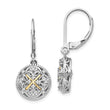 Vintage Sterling Silver 14K Gold Diamond Dangle Earrings