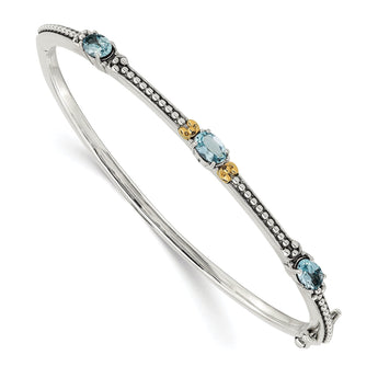 Shey Couture Sterling Silver 14K Gold Sky Blue Topaz Vintage Bangle