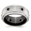 Black Spinel Wedding Band in Black Titanium & Sterling Silver, 10mm