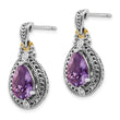 Sterling Silver & 14K Gold Amethyst Diamond Drop Earrings