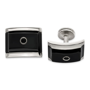 Black Spinel Cuff Links in Black Titanium & Silver by Edward Mirell
