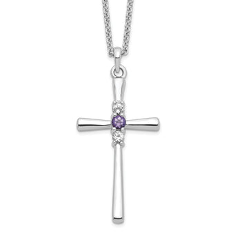 Sterling Silver Faith Cross Necklace with Crystal Topaz