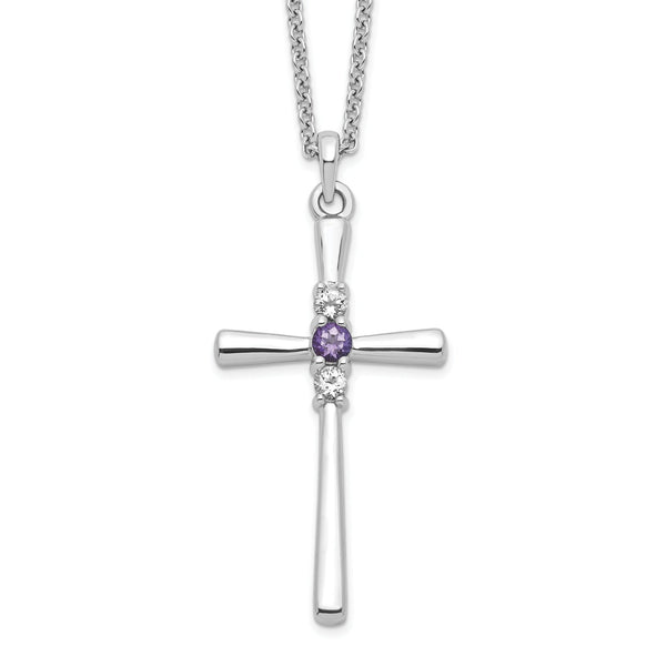 Sterling Silver Faith Cross Necklace with Crystal Topaz