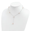 Sterling Silver Rhodium-plated 6-8mm Pink Teardrop and Semi-Round Freshwater Cultured Pearl 6-Station Y-Drop 16 inch Necklace