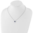 Cheryl Sterling Silver Halo Necklace with Dark Blue Spinel and CZ Stones