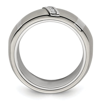 Edward Mirell Titanium and Silver Two-Tone Diamond Wedding Band