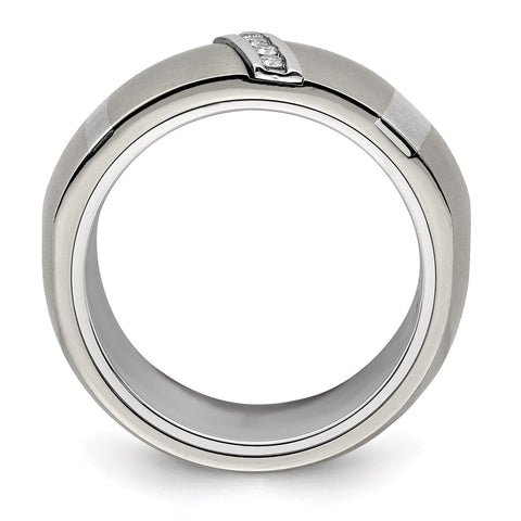 Edward Mirell Titanium and Silver Two-Tone Diamond Wedding Band