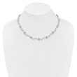 Sterling Silver Rhodium-plated CZ Vine Pattern and Fresheater Cultured Pearl Floral 16 inch Necklace