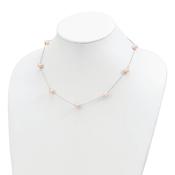 Sterling Silver Pearl Necklace with Pink Freshwater Pearls Elegant 18 Chain