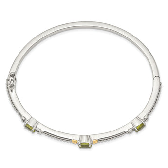 Sterling Silver Peridot Bangle with 14K Gold Accents