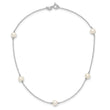 Sterling Silver Rhodium-plated 5-5.5mm White Semi-Round Freshwater Cultured Pearl 5-Station Children's 12 inch Necklace
