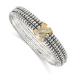 Sterling Silver 14K Gold Diamond Accent Hinged Bangle