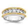 14k Two-tone Mens Polished Channel-set 7-Stone 1.5 Carat AA Diamond Ring