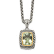 Cushion Bezel Green Quartz Necklace in Sterling Silver, 20 Inch