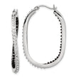 Sterling Silver Platinum-Plated Black & White Diamond Hoop Earrings Elegant Polished Design