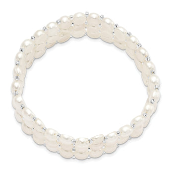 White Freshwater Pearl Multi-Row Stretch Bracelet