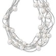 Sterling Silver 925 Multi-Strand White Pearl Necklace, Elegant Women's Jewelry