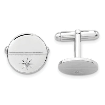 Rhodium-Plated Diamond Polished & Satin Cuff Links by Kelly Waters
