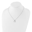 Sterling Silver Diamond Heart Necklace with Polished Rhodium Finish