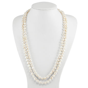 64 White Baroque Freshwater Pearl Endless Necklace