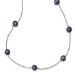 Sterling Silver Black Pearl Necklace with Polished Finish