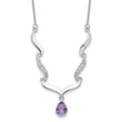 Sterling Silver Amethyst & Topaz Necklace with Polished Rhodium Finish
