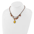 1928 Jewelry Copper-tone Multicolor Faceted Acrylic Beads and Mother of Pearl Pendant 16 inch Necklace with 3 inch extension