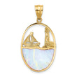 14K Gold Sailboat Pendant with Lab Created Opal Nautical Themed Elegance