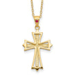 Gold-Plated Sterling Silver Ruby Diamond Cross Necklace