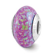 Sterling Silver 925 Mosaic Bead with Purple Synthetic Opal Reflections