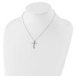 925 Sterling Silver Diamond Cross Necklace Polished Rhodium-Plated
