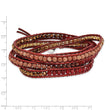 Sandstone Beaded Cord Multi-Wrap Bracelet in Leather, 7mm, 34 Inch
