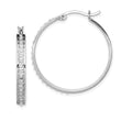 Sterling Silver Platinum-Plated Diamond Hoop Earrings 30mm Elegant Polished Finish