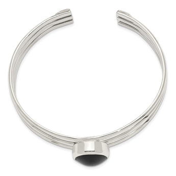 Onyx Cuff Bracelet in Sterling Silver, 20mm