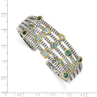 Sterling Silver Gold-Plated Blue Topaz Women's Cuff Bracelet by Shey Couture