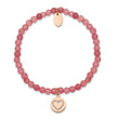 Chisel Pink Jade Bracelet in Rose IP-Plated Stainless Steel, 3.9mm, 6.5 Inch