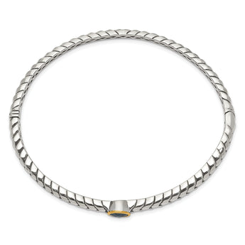 : Sterling Silver & 14K Gold Blue Topaz Bangle Elegant Vintage Style