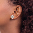 Sterling Silver White Topaz & Diamond Earring Jackets Elegant Polished Finish