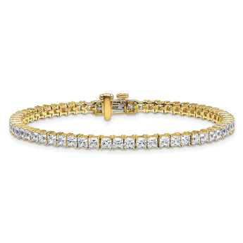 14k 7 carat Lab Grown Diamond VS+ F+ Complete Princess Prong Set Tennis Bracelet