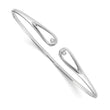 White Ice Sterling Silver Diamond Cuff Bracelet with Rhodium Polish