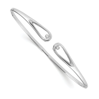 White Ice Sterling Silver Diamond Cuff Bracelet with Rhodium Polish
