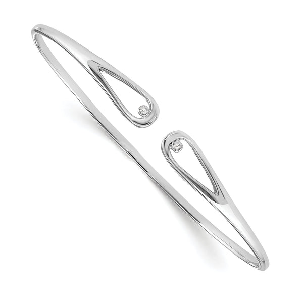 White Ice Sterling Silver Diamond Cuff Bracelet with Rhodium Polish