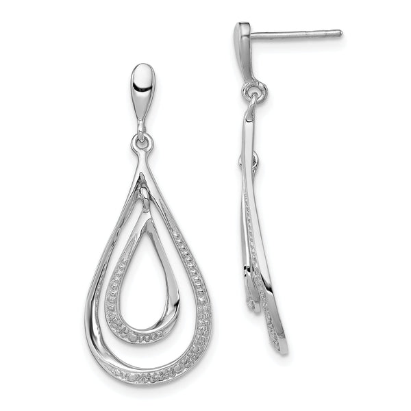 Sterling Silver Diamond Dangle Earrings with Rhodium Finish